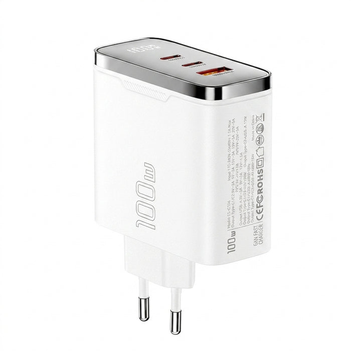 100W GaN USB-C Charger with Digital Display — PD 3.2 & QC 4.0, USB-A + 2×USB-C