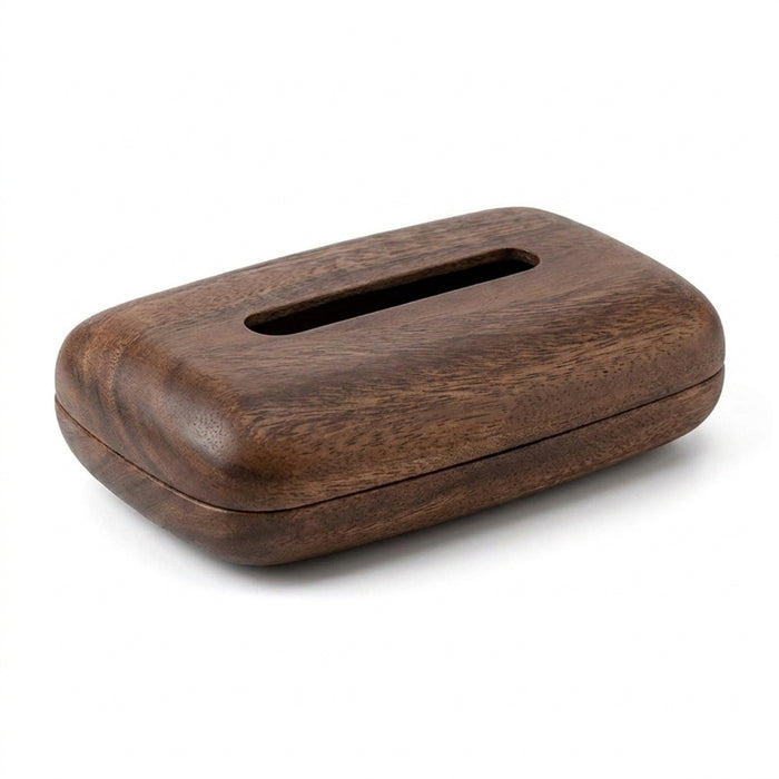 Walnut Solid Wood Tissue Box — Classic Desktop & Living Room Case