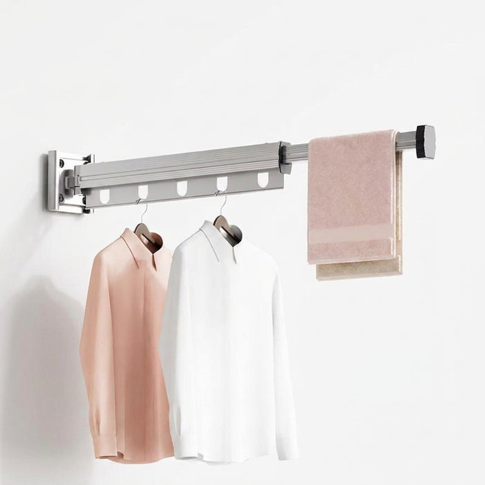 Aluminium Folding Wall-Mounted Drying Rack — Space-Saving Collapsible Clothes Hanger