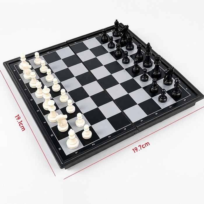 3-in-1 Folding Magnetic Chess, Checkers & Backgammon – 19.1 x 19.7cm Travel Set
