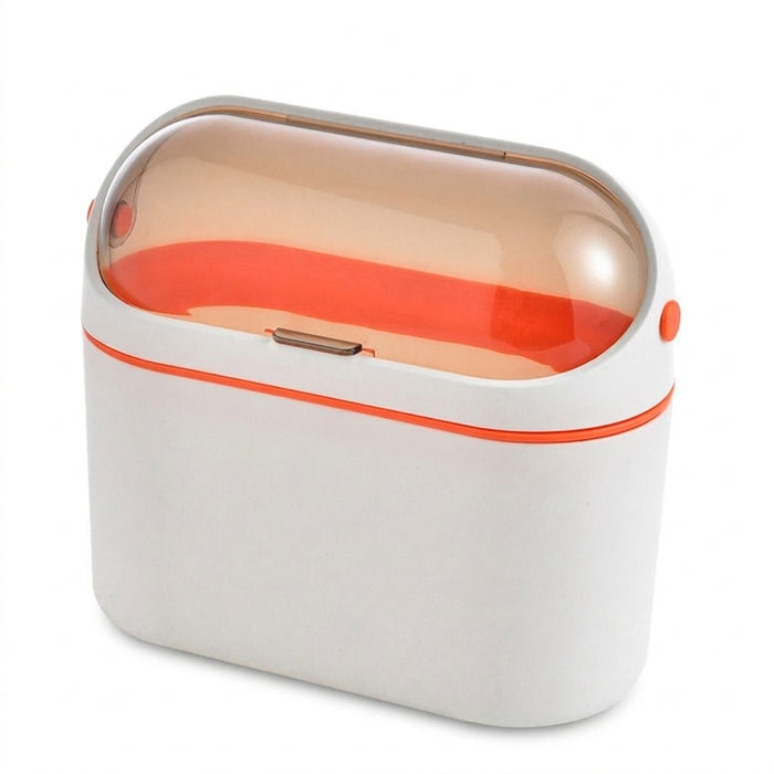 Mini Desktop Compost Bin – Hanging Countertop Rubbish Bucket (Orange / Navy)