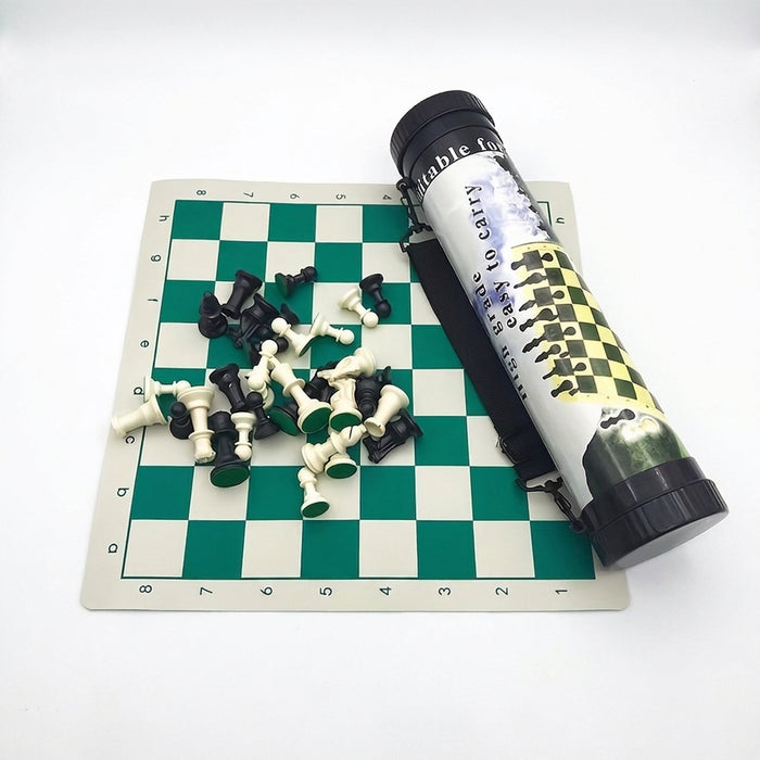 Portable Barrel Folding Chess Set — Plastic Pieces for Travel, Family & Kids