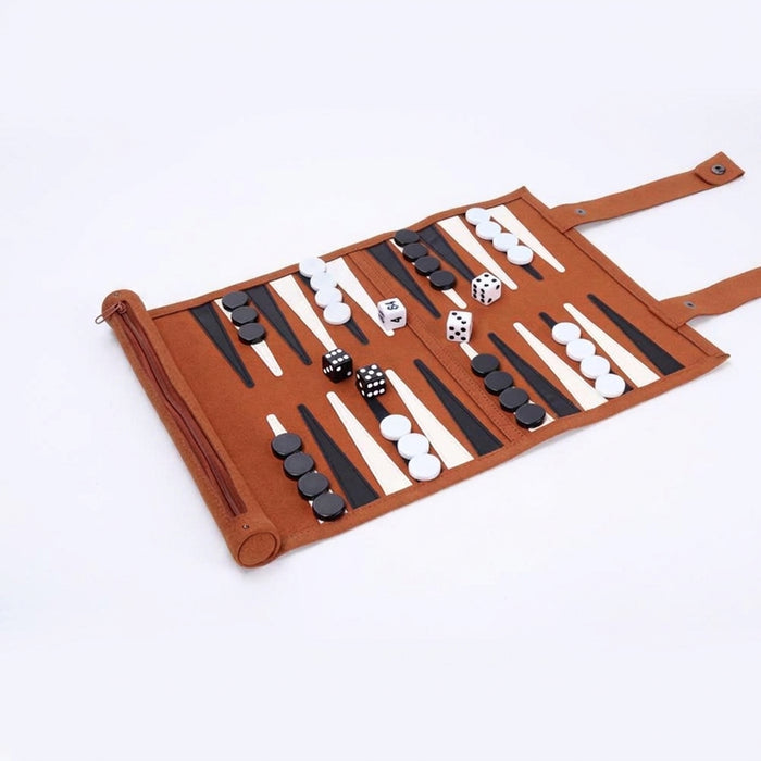 Roll-Up Backgammon Travel Set – Portable Classic Board Game for Family & Friends