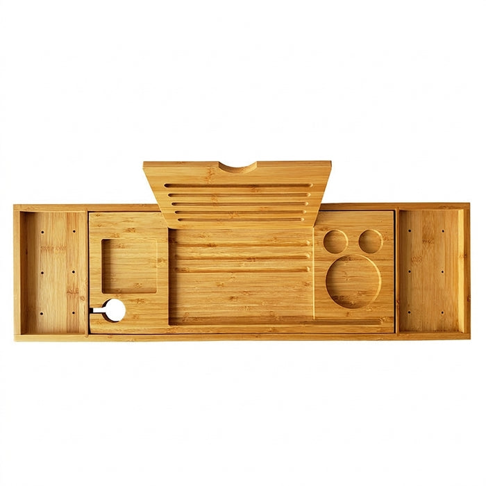 Adjustable Wooden Bath Tray — Extendable Bathtub Rack & Storage Shelf