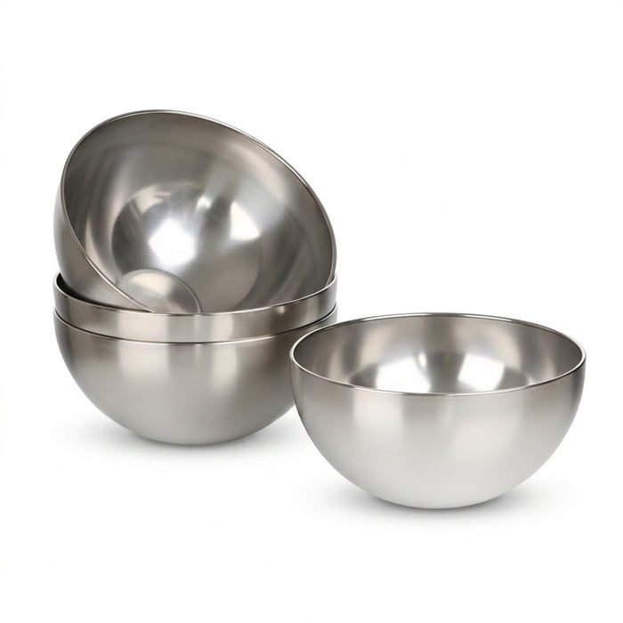 TastyWay Stainless Steel Bowls — S, M, L Vintage Silver Mixing & Serving Set