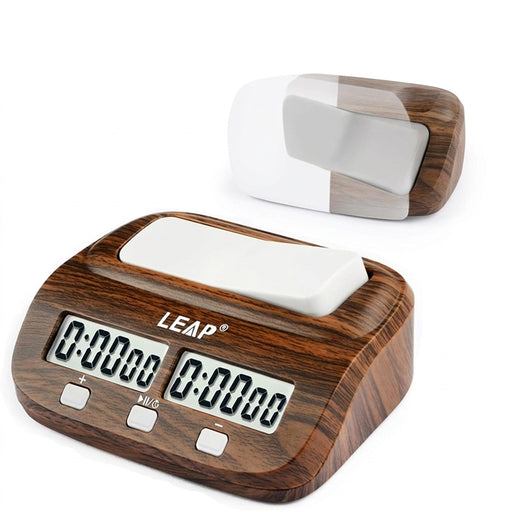 Digital Chess Clock with Count-Up and Countdown Timer, Alarm and Wood-Effect Finish