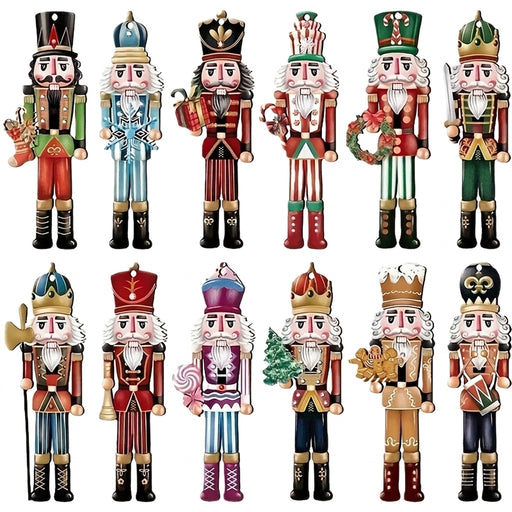 12-Piece Wooden Nutcracker Set for Christmas Decorations, Gifts and Home Décor